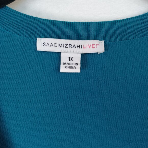 Isaac Mizrahi Sweater Cardigan Teal Green Leopard Print Womens Plus size 1X - Picture 4 of 6